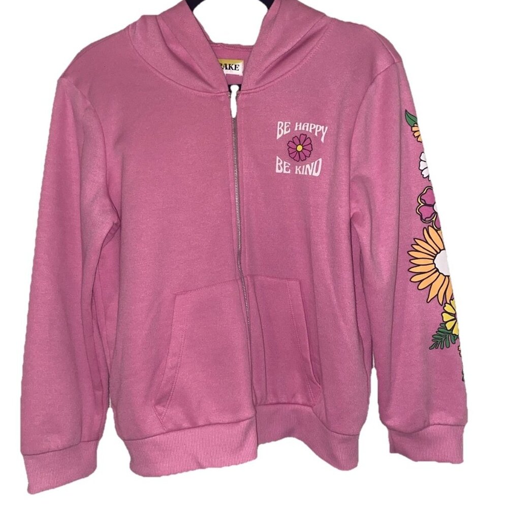 Lemon Cake Full Zip Jacket Girls Pink Size 16 Floral Print